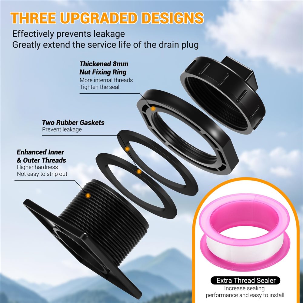 Stock Tank Drain Plug Kit (300 Gallon Compatible)